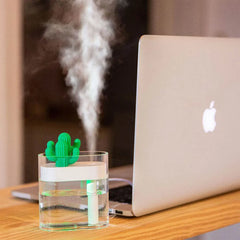 Ultrasonic Air Humidifier Clear Cactus Color Light USB Essential Oil Diffuser Car Purifier Aroma Diffusor Anion Mist Maker 160ML